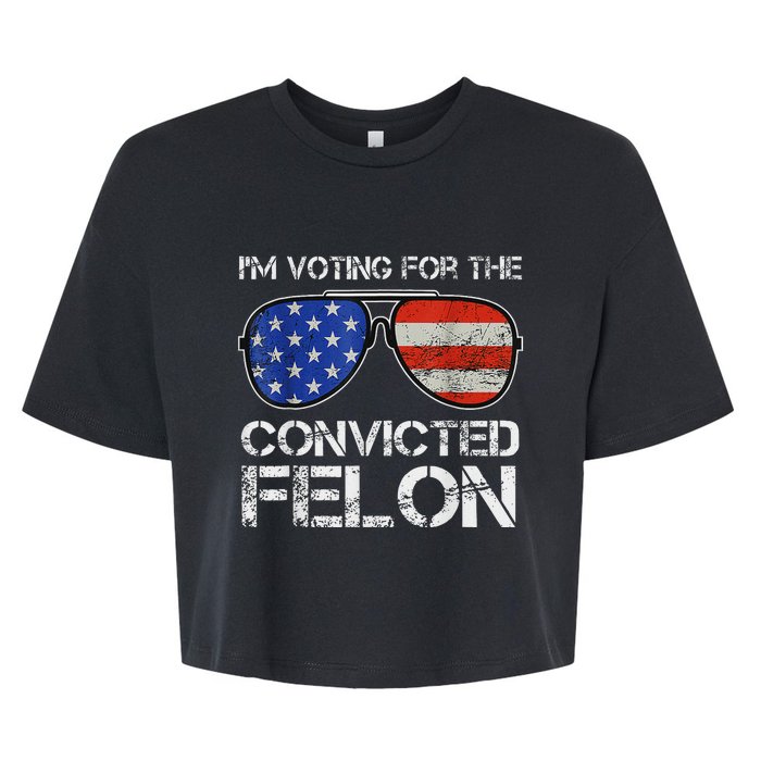 Voting For Convicted Felon 2024 Us Flag Bella+Canvas Jersey Crop Tee