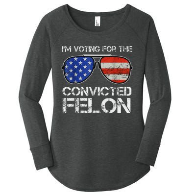 Voting For Convicted Felon 2024 Us Flag Women's Perfect Tri Tunic Long Sleeve Shirt