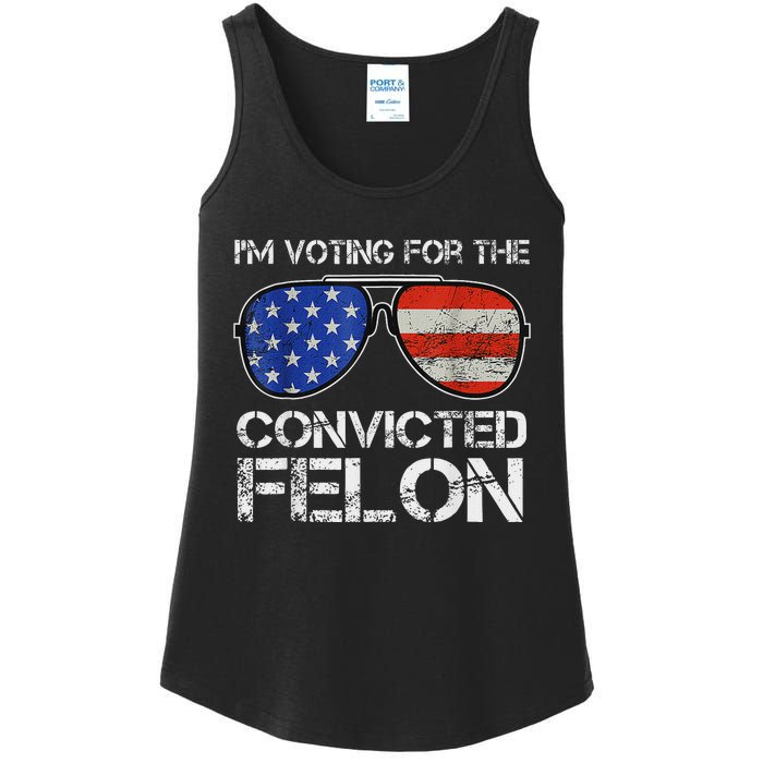 Voting For Convicted Felon 2024 Us Flag Ladies Essential Tank