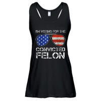 Voting For Convicted Felon 2024 Us Flag Ladies Essential Flowy Tank