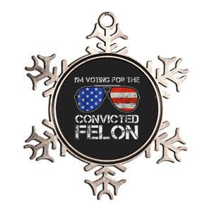 Voting For Convicted Felon 2024 Us Flag Metallic Star Ornament