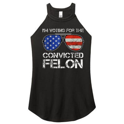 Voting For Convicted Felon 2024 Us Flag Women’s Perfect Tri Rocker Tank