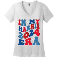 Vote For Democracy Vote Kamala Harris In My Harris Era 2024 Women's V-Neck T-Shirt