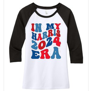 Vote For Democracy Vote Kamala Harris In My Harris Era 2024 Women's Tri-Blend 3/4-Sleeve Raglan Shirt