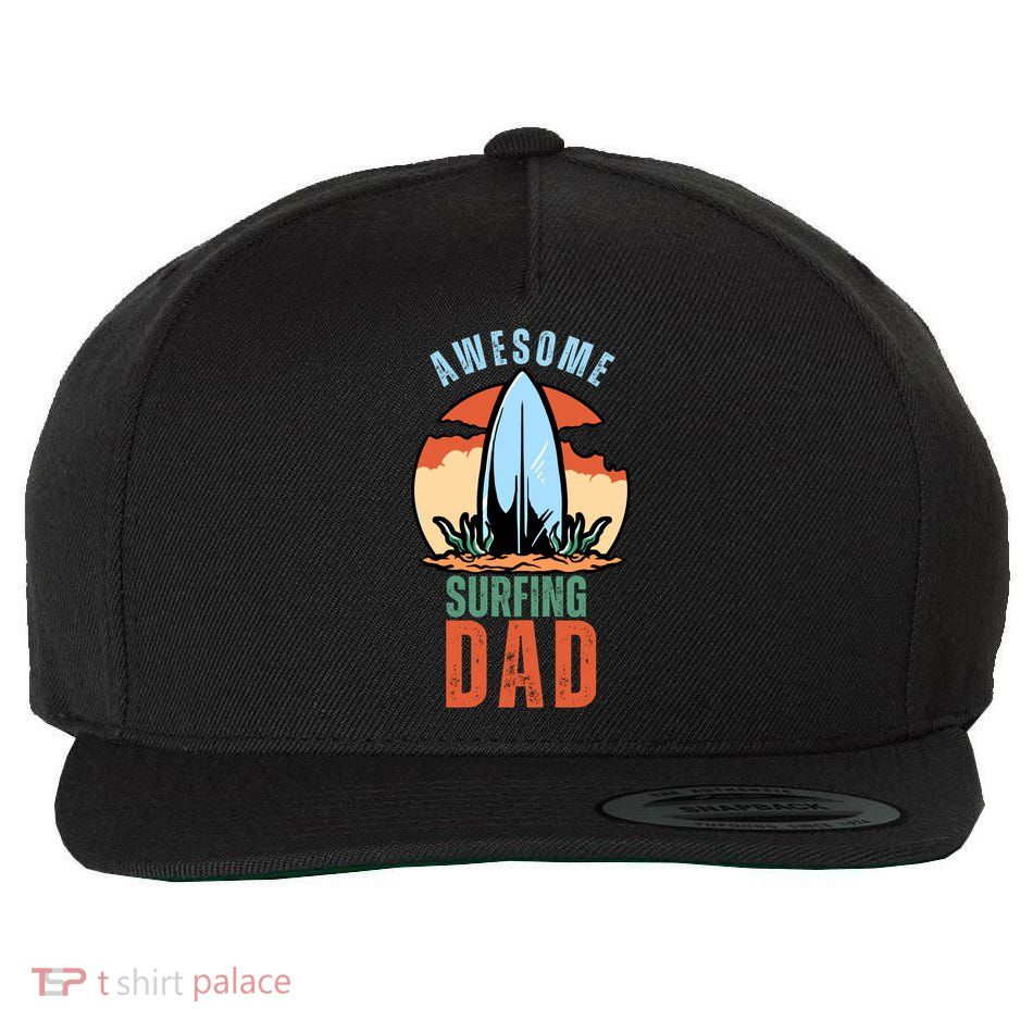 Vintage Fathers Day Awesome Surfing Dad Ever Gift Wool Snapback Cap
