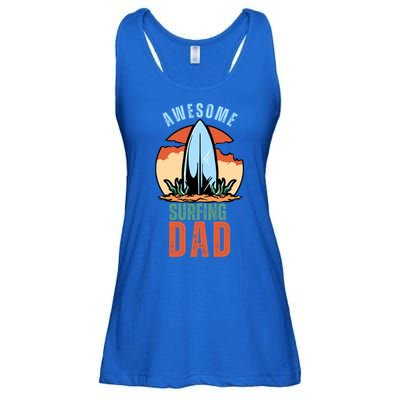 Vintage Fathers Day Awesome Surfing Dad Ever Gift Ladies Essential Flowy Tank