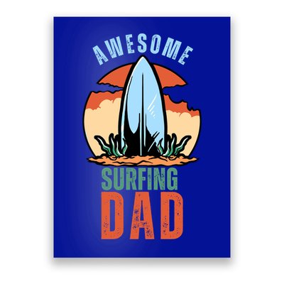 Vintage Fathers Day Awesome Surfing Dad Ever Gift Poster