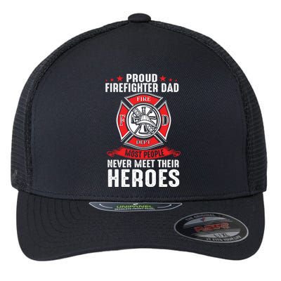 Vintage Firefighter Dad Proud Fire Fathers Day Great Gift Flexfit Unipanel Trucker Cap