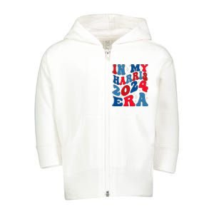 Vote For Democracy Vote Kamala Harris In My Harris Era 2024 Toddler Zip Fleece Hoodie