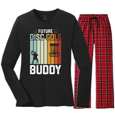 Vintage Future Disc Golf Buddy Frolf Flying Disc Sport Women's Long Sleeve Flannel Pajama Set 