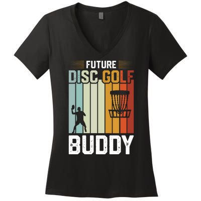 Vintage Future Disc Golf Buddy Frolf Flying Disc Sport Women's V-Neck T-Shirt