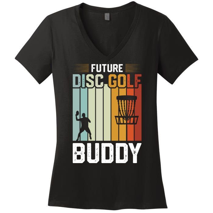 Vintage Future Disc Golf Buddy Frolf Flying Disc Sport Women's V-Neck T-Shirt