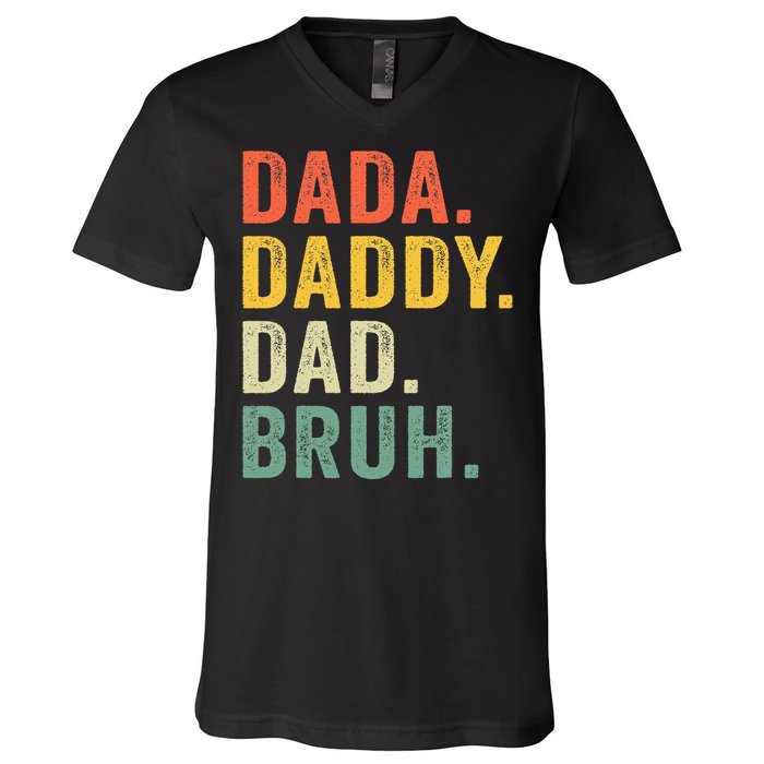 Vintage Funny Dada Daddy Dad Bruh Gifts V-Neck T-Shirt