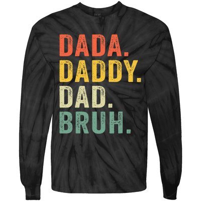 Vintage Funny Dada Daddy Dad Bruh Gifts Tie-Dye Long Sleeve Shirt