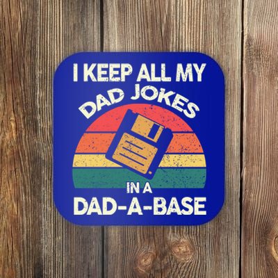 Vintage Father's Day I Keep All My Dad Jokes In A Dad A Base Gift Coaster