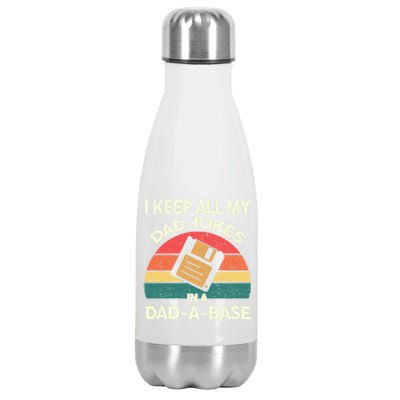 Vintage Father's Day I Keep All My Dad Jokes In A Dad A Base Gift Stainless Steel Insulated Water Bottle