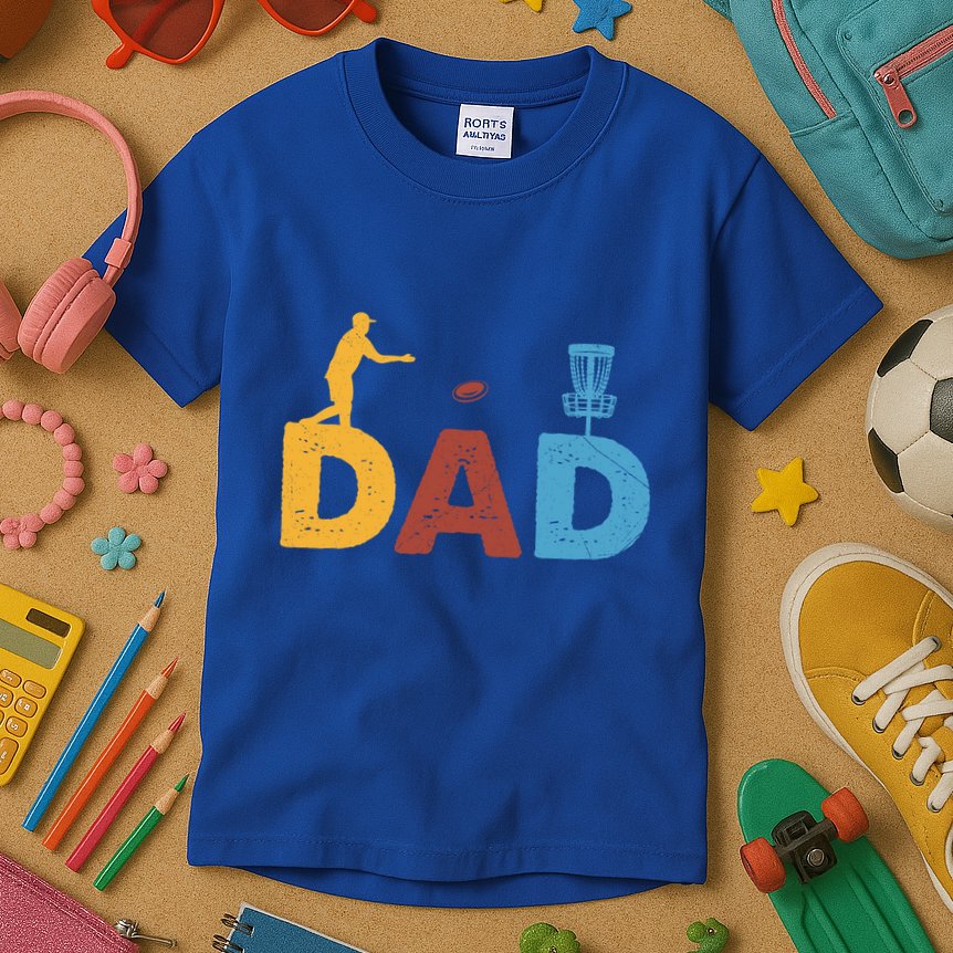 Vintage FatherS Day Best Dad By Par Cute Disc Golf Gift Kids T-Shirt