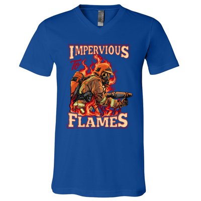 Volunteer Fire Departt Fire Impervious To Flames Gift V-Neck T-Shirt