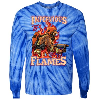 Volunteer Fire Departt Fire Impervious To Flames Gift Tie-Dye Long Sleeve Shirt