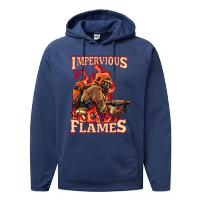 Volunteer Fire Departt Fire Impervious To Flames Gift Performance Fleece Hoodie