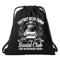 Vintage Foxtrot Delta Tango Social Club 8647 Ranger Bear Drawstring Bag