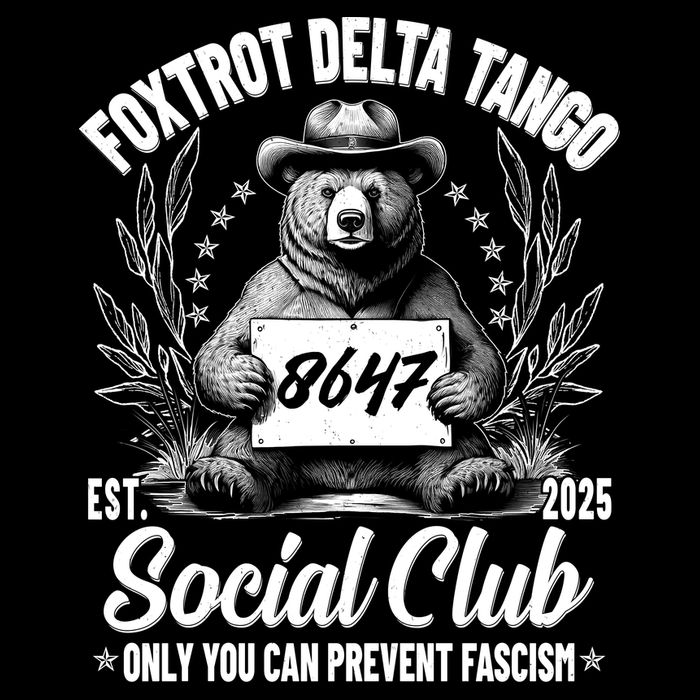 Vintage Foxtrot Delta Tango Social Club 8647 Ranger Bear Drawstring Bag