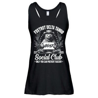Vintage Foxtrot Delta Tango Social Club 8647 Ranger Bear Ladies Essential Flowy Tank