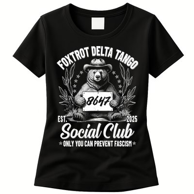 Vintage Foxtrot Delta Tango Social Club 8647 Ranger Bear Womens T-Shirt
