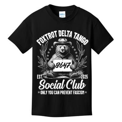 Vintage Foxtrot Delta Tango Social Club 8647 Ranger Bear Kids T-Shirt