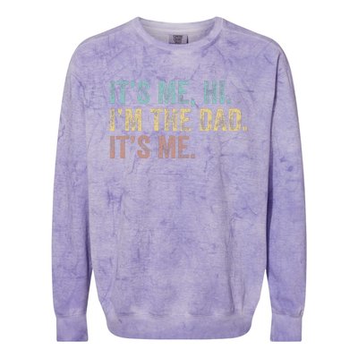 Vintage Fathers Day Its Me Hi I'm The Dad It's Me Colorblast Crewneck Sweatshirt