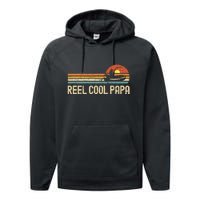 Vintage Fathers Day Gifts Funny Fishing Reel Cool Papa Dad Joke Performance Fleece Hoodie