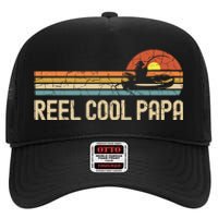 Vintage Fathers Day Gifts Funny Fishing Reel Cool Papa Dad Joke High Crown Mesh Back Trucker Hat