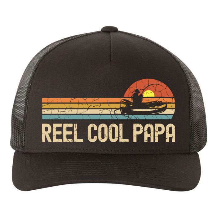 Vintage Fathers Day Gifts Funny Fishing Reel Cool Papa Dad Joke Yupoong Adult 5-Panel Trucker Hat