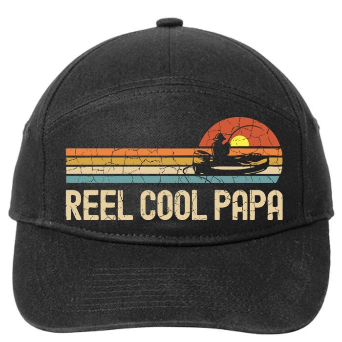 Vintage Fathers Day Gifts Funny Fishing Reel Cool Papa Dad Joke 7-Panel Snapback Hat