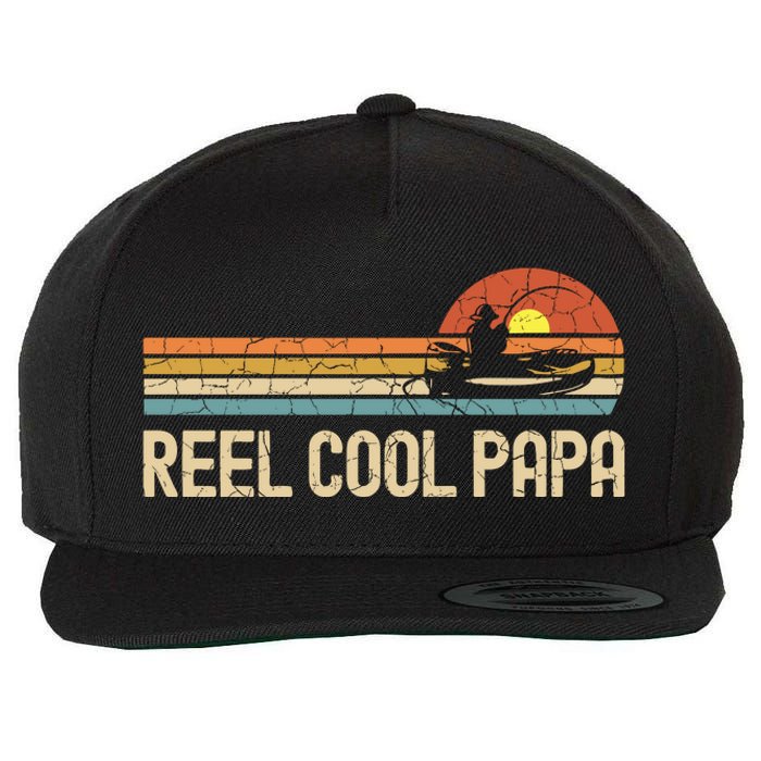 Vintage Fathers Day Gifts Funny Fishing Reel Cool Papa Dad Joke Wool Snapback Cap