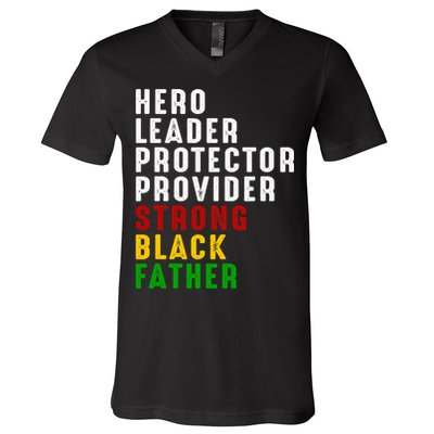 Vintage Fathers Day Strong African American Black Father V-Neck T-Shirt