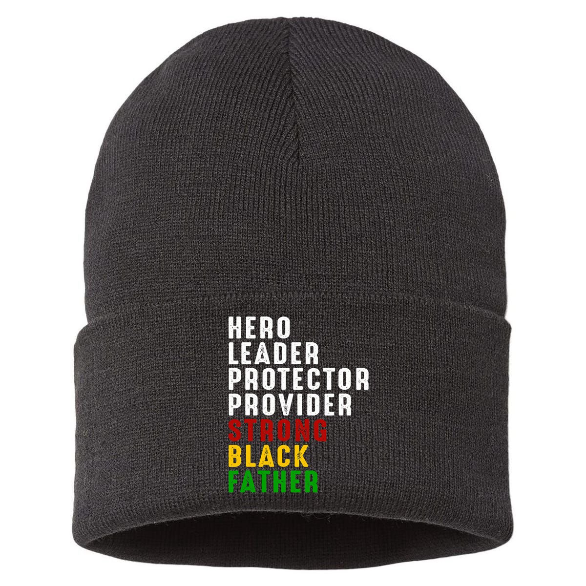 Vintage Fathers Day Strong African American Black Father Sustainable Knit Beanie