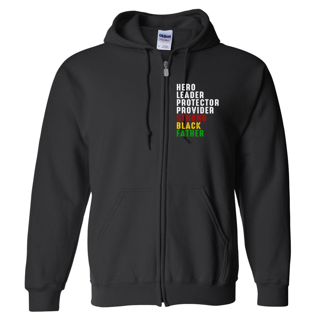 Vintage Fathers Day Strong African American Black Father Full Zip Hoodie