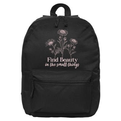 Vintage Floral Daisies Find Beauty In The Small Things 16 in Basic Backpack