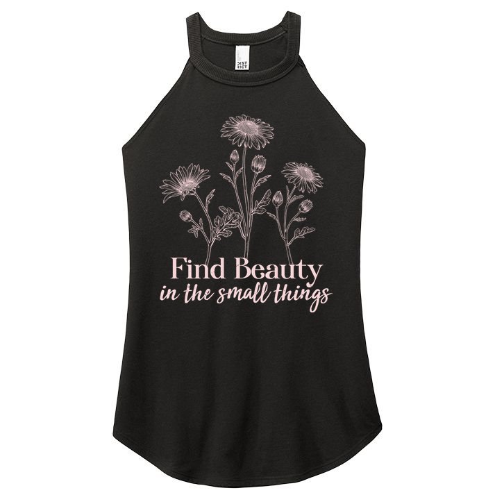 Vintage Floral Daisies Find Beauty In The Small Things Women's Perfect Tri Rocker Tank