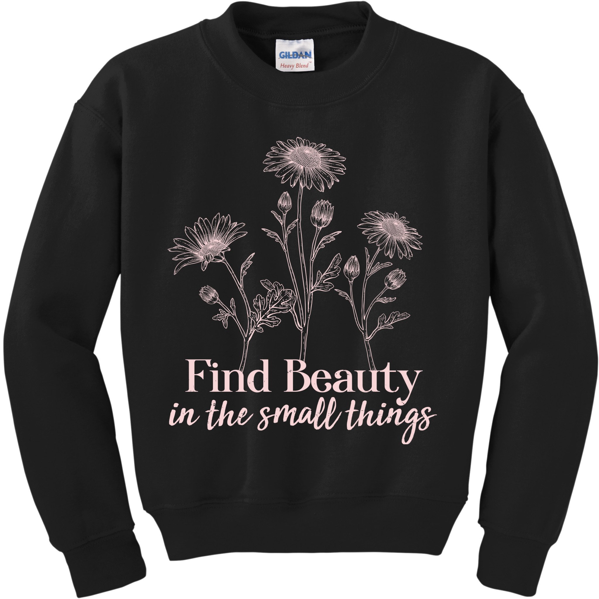 Vintage Floral Daisies Find Beauty In The Small Things Kids Sweatshirt