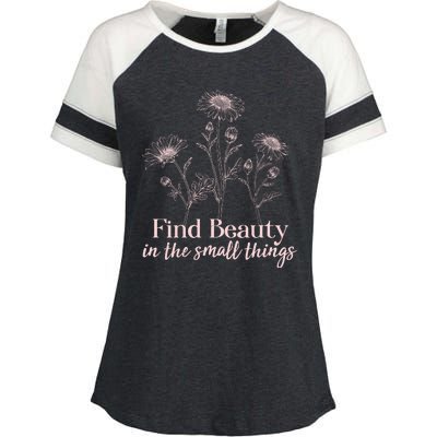 Vintage Floral Daisies Find Beauty In The Small Things Enza Ladies Jersey Colorblock Tee