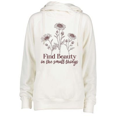 Vintage Floral Daisies Find Beauty In The Small Things Womens Funnel Neck Pullover Hood