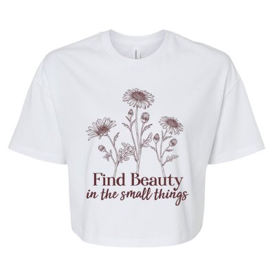 Vintage Floral Daisies Find Beauty In The Small Things Bella+Canvas Jersey Crop Tee