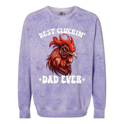 Vintage Fathers Day Tee Chicken Dad Best Cluckin Dad Ever Colorblast Crewneck Sweatshirt