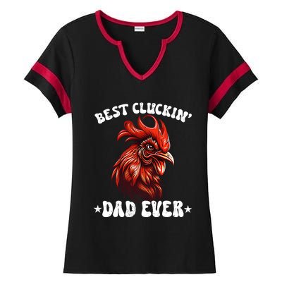 Vintage Fathers Day Tee Chicken Dad Best Cluckin Dad Ever Ladies Halftime Notch Neck Tee