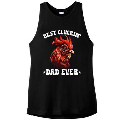 Vintage Fathers Day Tee Chicken Dad Best Cluckin Dad Ever Ladies PosiCharge Tri-Blend Wicking Tank