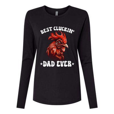 Vintage Fathers Day Tee Chicken Dad Best Cluckin Dad Ever Womens Cotton Relaxed Long Sleeve T-Shirt