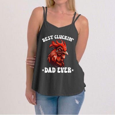 Vintage Fathers Day Tee Chicken Dad Best Cluckin Dad Ever Women's Strappy Tank