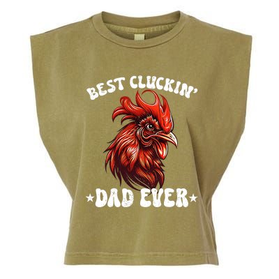 Vintage Fathers Day Tee Chicken Dad Best Cluckin Dad Ever Garment-Dyed Women's Muscle Tee